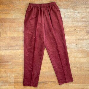 Vintage Faux Suede Pants Size Medium 28-30" High Waist 1990s Microfiber Trousers